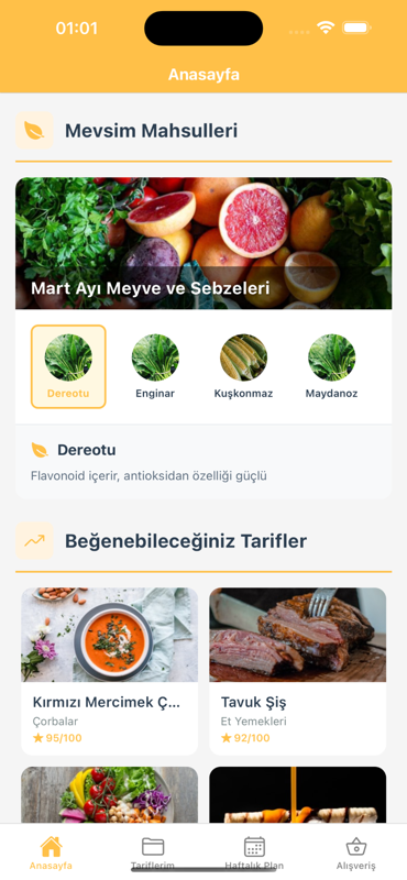 Haftalık plan ekranı